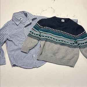 Janie and Jack Blue and Gray dress shirt (2T) and sweater (18-24mo)